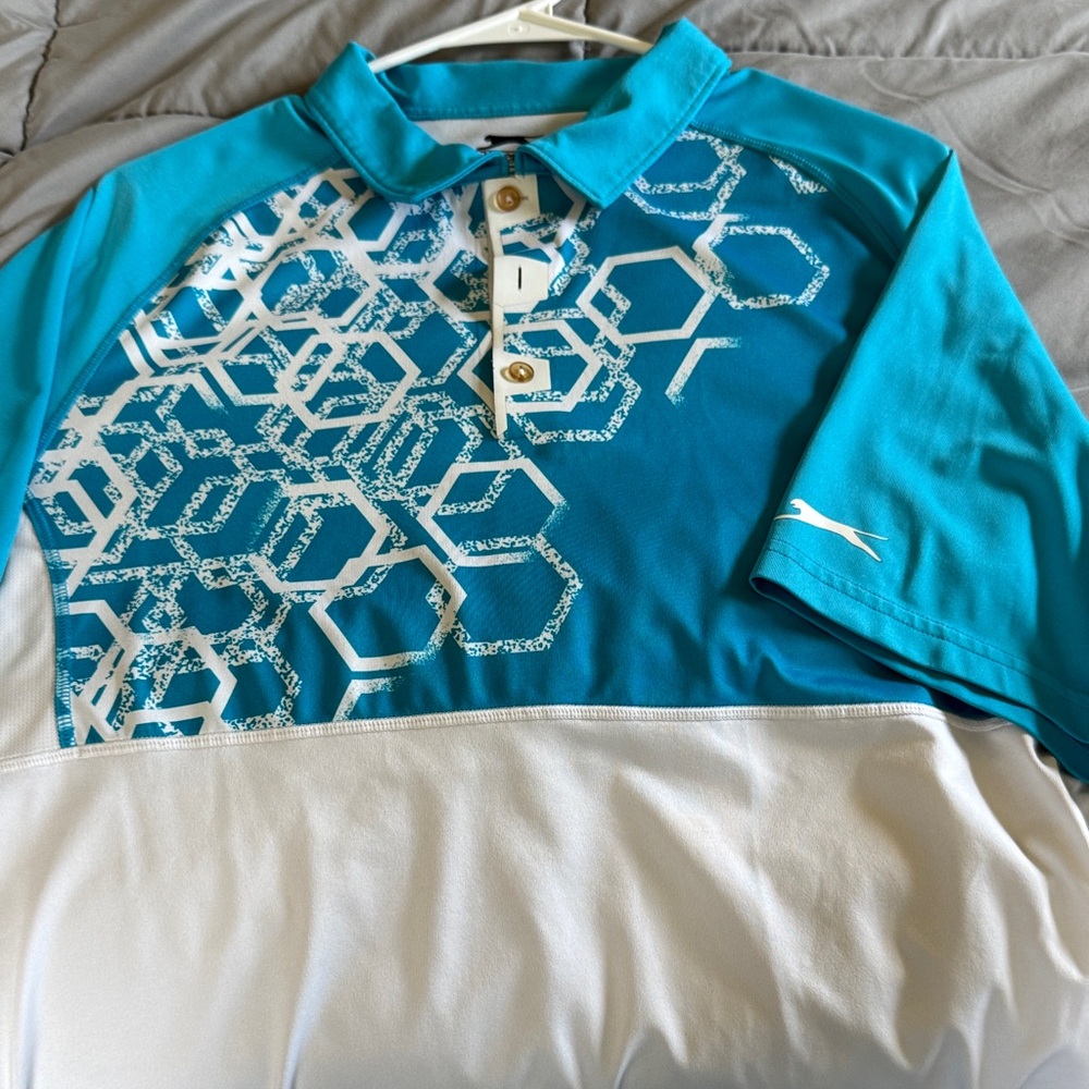 ⛳️ sale!! Slazenger Turquoise and White Polo Shirt